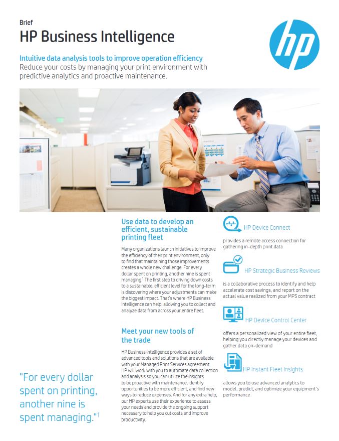 HP, Business Intelligence, Brochure, HP, Hewlett Packard, Midwest Imaging Solutions