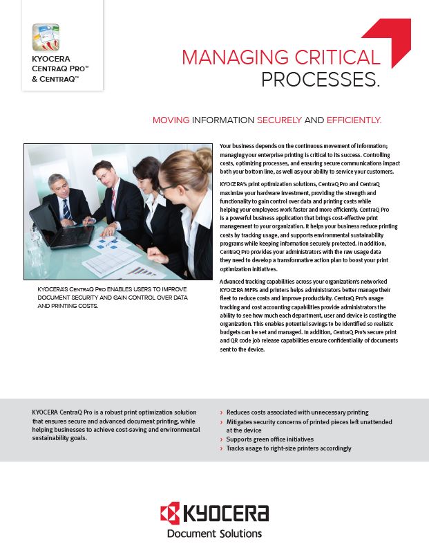 Kyocera, Software, Cost Control, Security, Centraq, Midwest Imaging Solutions