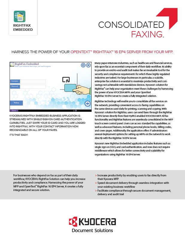 Kyocera, Software, Document Management Kyocera, Rightfax Embedded, Midwest Imaging Solutions