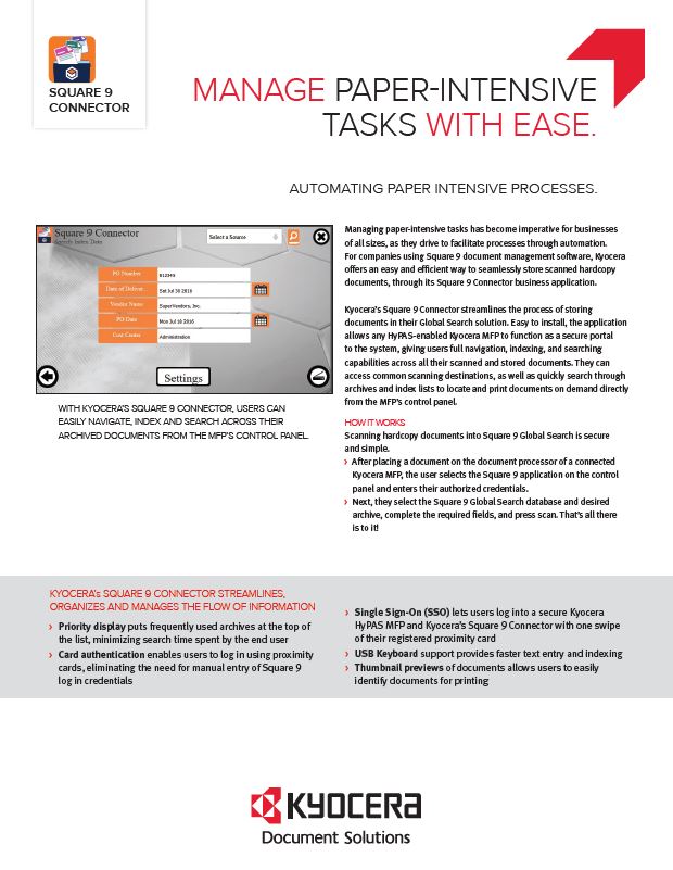 Kyocera Software Document Management, Square 9, Connector, kyocera, Midwest Imaging Solutions