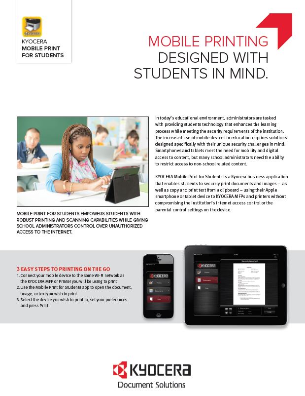 Kyocera, Software, Mobile, Cloud, Mobile Print For Students, education, Midwest Imaging Solutions