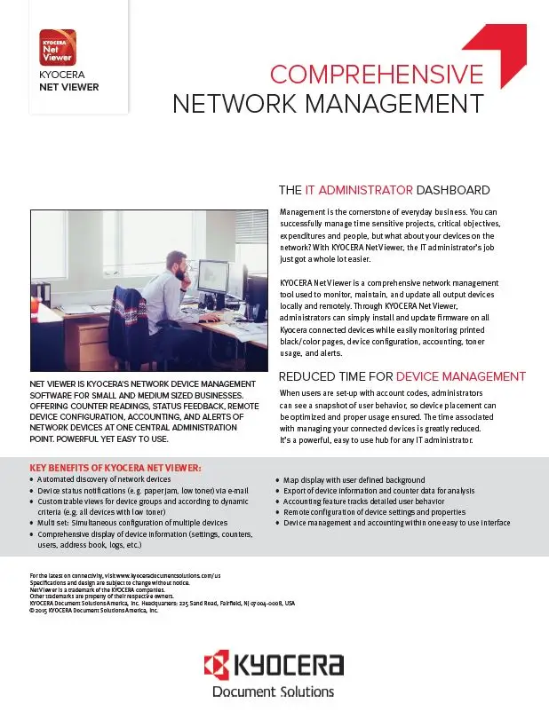 Kyocera, Software, Network, Device Management, Kyocera Net Viewer, Midwest Imaging Solutions