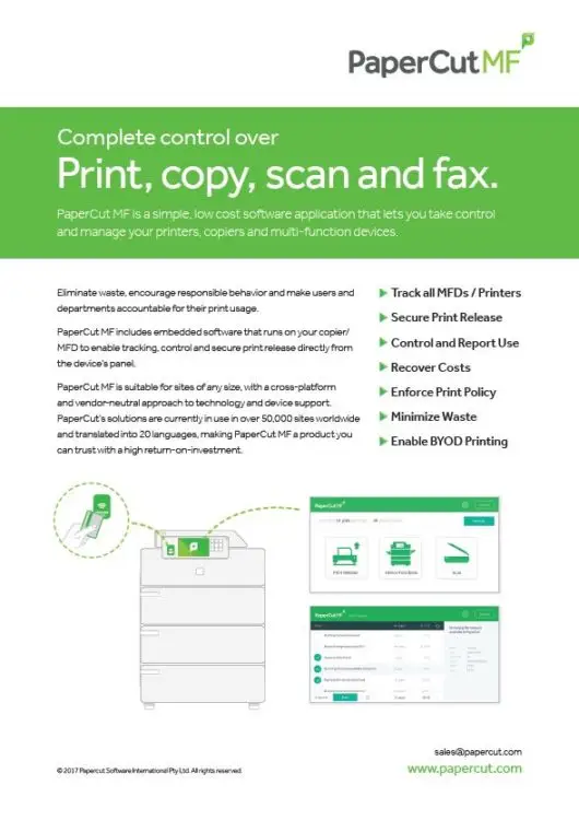 Papercut, Mf, Fact Sheet, Midwest Imaging Solutions